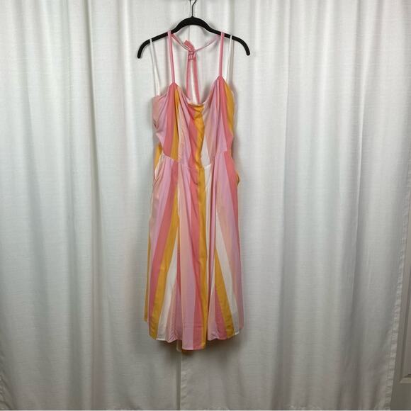 ModCloth x Collectif Sandy-Lynn Peachy Stripe Dress Sz.14 - Picture 3 of 16